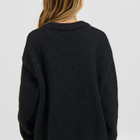 Unisex Knitted Oversize Cardigan Black