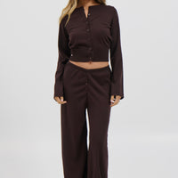 August Button Up Top Chocolate