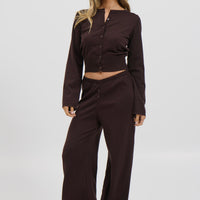 August Button Pant Chocolate