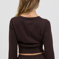 August Button Up Top Chocolate
