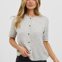 Geisha Short Sleeve Top Grey