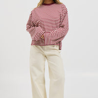Bloom Long Sleeve Wine Stripe