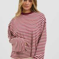 Bloom Long Sleeve Wine Stripe