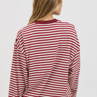 Bloom Long Sleeve Wine Stripe