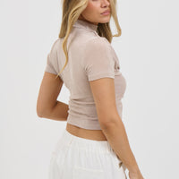 Ivy Drape Top Beige