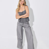Lacey Tie Top Grey