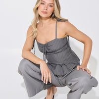 Lacey Tie Top Grey