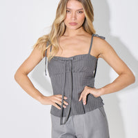 Lacey Tie Top Grey