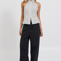 Maella Polka Dot Top White