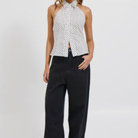 Maella Polka Dot Top White
