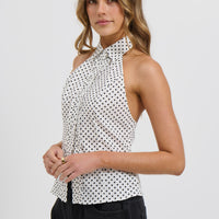 Maella Polka Dot Top White