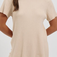 Leighton Ribbed Top Almond