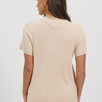Leighton Ribbed Top Almond