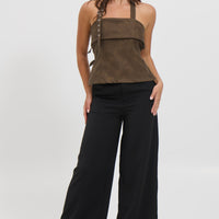 Lilah Halter Neck Top Brown