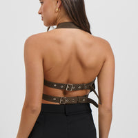 Lilah Halter Neck Top Brown