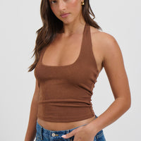 Katya Halterneck Top Mocha