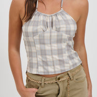 Sweet Escape Cami Smoke Plaid
