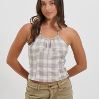 Sweet Escape Cami Smoke Plaid