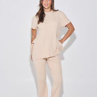 Leighton Ribbed Pant Almond