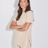 Leighton Ribbed Top Almond