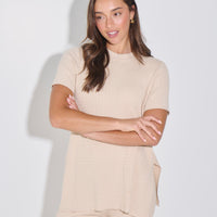 Leighton Ribbed Top Almond