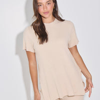 Leighton Ribbed Top Almond