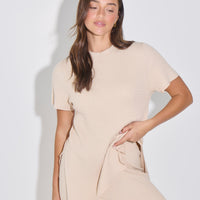 Leighton Ribbed Top Almond