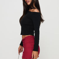 Meredith Ruched Mini Skirt Red