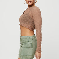 Zakai Cargo Denim Mini Skirt Green