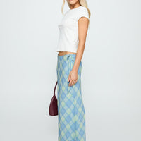 Seafarer Tie Side Maxi Skirt Blue Check