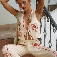 Grazia Vest Top Cream / Red
