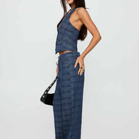 Renewal Halter Top Indigo Plaid