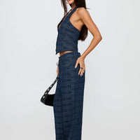 Top Model Low Rise Straight Leg Jeans Indigo Plaid