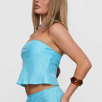 Lucelia Strapless Top Aqua