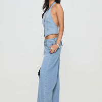 Pearlisle Low Rise Baggy Jeans Light Wash