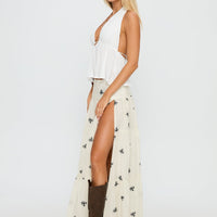 Cinnamon Embroidered Maxi Skirt Cream / Navy