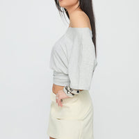 Supersonic Belted Denim Mini Skirt Ivory