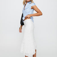 Mathylda Asymmetrical Lace Maxi Skirt White