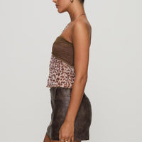 Anarchy Faux Leather Mini Skirt Brown