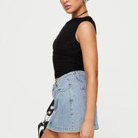Nickei Denim Mini Skirt Light Wash Tall