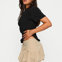 Palloma Bubble Hem Mini Skirt Beige