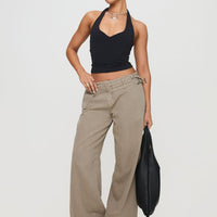 Paltrow Mid Rise Wide Leg Cargo Jeans Washed Brown