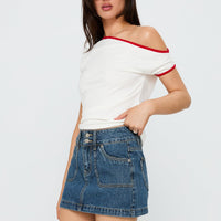 Pitcher Denim Mini Skirt Mid Blue Wash