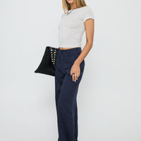 Lorenne Mid Rise Pant Navy Pinstripe