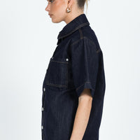 Whitaker Short Sleeve Shacket Dark Denim