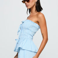 Saskea Strapless Top Blue
