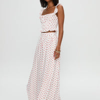 Valerio Maxi Skirt White / Red