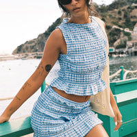 Miss You More Shirred Set Blue
