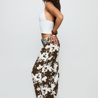 Baccarat Mid Rise Wide Leg Belted Pant Cow Print
