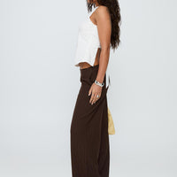 Khane Low Rise Wide Leg Pant Brown Pinstripe
